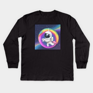 Unicorn Rainbow Astronaut Kids Long Sleeve T-Shirt